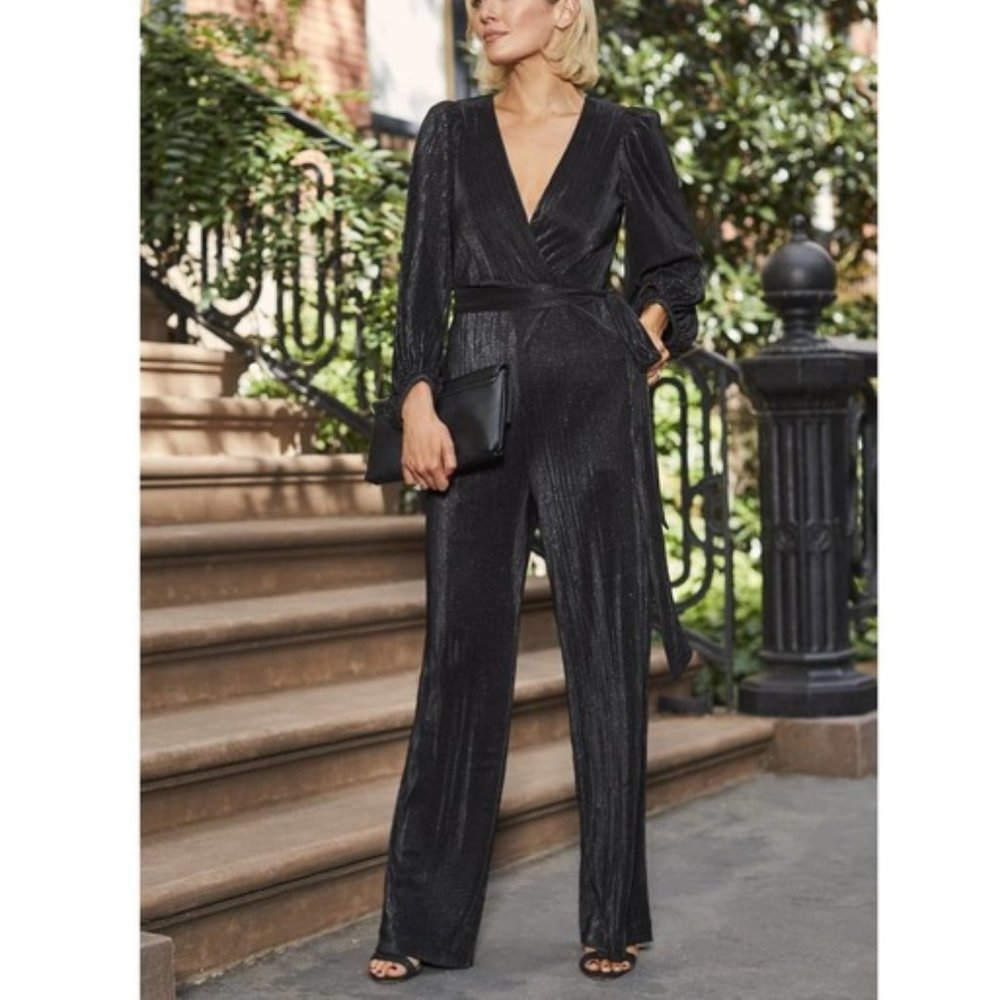 Eliza J long sleeve open back jumpsuit NWT
